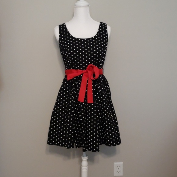 Elle Dresses & Skirts - Elle Polka Dot Retro Pinup Dress with Red Belt